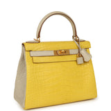 Hermes Special Order (HSS) Kelly Retourne 28 Mimosa, Beton Matte Alligator Brushed Gold Hardware - Thumbnail View 2