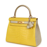 Hermes Special Order (HSS) Kelly Retourne 28 Mimosa, Beton Matte Alligator Brushed Gold Hardware - Thumbnail View 5