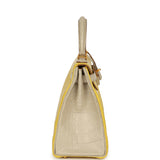 Hermes Special Order (HSS) Kelly Retourne 28 Mimosa, Beton Matte Alligator Brushed Gold Hardware - Thumbnail View 3