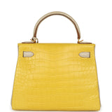 Hermes Special Order (HSS) Kelly Retourne 28 Mimosa, Beton Matte Alligator Brushed Gold Hardware - Thumbnail View 4
