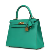 Pre-owned Hermes Kelly Sellier 25 Vert Jade Epsom Gold Hardware - Thumbnail View 5