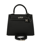 Hermes Kelly Sellier 25 Black Epsom Palladium Hardware - Thumbnail View 1