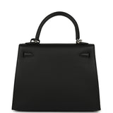 Hermes Kelly Sellier 25 Black Epsom Palladium Hardware - Thumbnail View 4