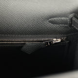 Hermes Kelly Sellier 25 Black Epsom Palladium Hardware - Thumbnail View 9