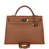 Pre-owned Hermes Kelly Sellier 42 Maxi Alezan Buffalo Palladium Hardware - Thumbnail View 1