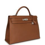 Pre-owned Hermes Kelly Sellier 42 Maxi Alezan Buffalo Palladium Hardware - Thumbnail View 2