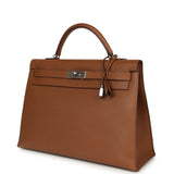 Pre-owned Hermes Kelly Sellier 42 Maxi Alezan Buffalo Palladium Hardware - Thumbnail View 5