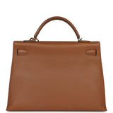 Pre-owned Hermes Kelly Sellier 42 Maxi Alezan Buffalo Palladium Hardware - Thumbnail View 4