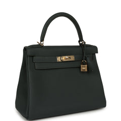 Hermes Kelly Retourne 28 Vert Mangrove Togo Permabrass Hardware