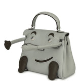 Hermes "Quelle Idolle" Kelly Doll Bleu Glacier, Vert Maquis Swift Palladium Hardware - Thumbnail View 5