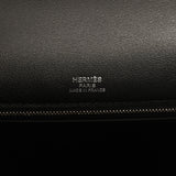 Hermes "Lettres Au Carre" Kelly Retourne 28 Black Swift and Ecru, Capucine, Bleu Indigo Toile De Camp Palladium Hardware - Thumbnail View 7