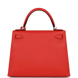Hermes Kellygraphie Kelly Sellier 28 "Lettre M" Capucine, Bleu Obscur, Jaune Ambre Epsom, Sombrero, Chevre Mysore Palladium Hardware - Thumbnail View 4