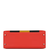 Hermes Kellygraphie Kelly Sellier 28 "Lettre M" Capucine, Bleu Obscur, Jaune Ambre Epsom, Sombrero, Chevre Mysore Palladium Hardware - Thumbnail View 6