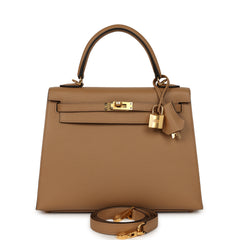 Hermes Kelly Sellier 25 Chai Epsom Gold Hardware