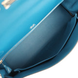 Pre-owned Hermes Ghillies Kelly Retourne 32 Bleu De Galice Swift, Grain D'H Palladium Hardware - Thumbnail View 8