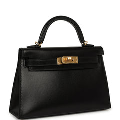 Hermes Kelly Sellier 20 Black Box Gold Hardware