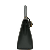 Hermes Kelly Sellier 25 Tri-Color Vert Mangrove, Gris Pantin, Black Epsom Permabrass Hardware - Thumbnail View 3