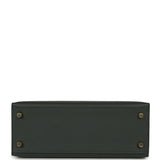 Hermes Kelly Sellier 25 Tri-Color Vert Mangrove, Gris Pantin, Black Epsom Permabrass Hardware - Thumbnail View 6