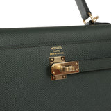 Hermes Kelly Sellier 25 Tri-Color Vert Mangrove, Gris Pantin, Black Epsom Permabrass Hardware - Thumbnail View 7