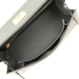 Hermes Kelly Sellier 25 Tri-Color Vert Mangrove, Gris Pantin, Black Epsom Permabrass Hardware - Thumbnail View 8
