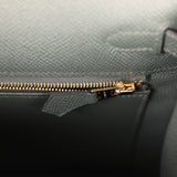 Hermes Kelly Sellier 25 Tri-Color Vert Mangrove, Gris Pantin, Black Epsom Permabrass Hardware - Thumbnail View 9