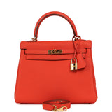 Pre-owned Hermes Kelly Retourne 25 Capucine Togo Gold Hardware - Thumbnail View 1