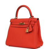 Pre-owned Hermes Kelly Retourne 25 Capucine Togo Gold Hardware - Thumbnail View 5