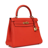 Pre-owned Hermes Kelly Retourne 25 Capucine Togo Gold Hardware - Thumbnail View 2