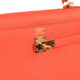 Pre-owned Hermes Kelly Retourne 25 Capucine Togo Gold Hardware - Thumbnail View 7