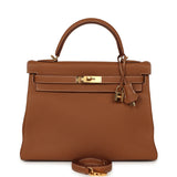 Hermes Kelly Retourne 32 Gold Togo Gold Hardware - Thumbnail View 1