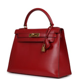 Vintage Hermes Kelly 28 Sellier Rouge Vif Tadelakt Gold Hardware - Thumbnail View 5