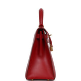Vintage Hermes Kelly 28 Sellier Rouge Vif Tadelakt Gold Hardware - Thumbnail View 3