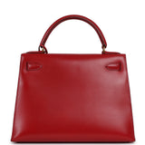 Vintage Hermes Kelly 28 Sellier Rouge Vif Tadelakt Gold Hardware - Thumbnail View 4