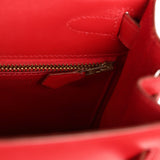Vintage Hermes Kelly 28 Sellier Rouge Vif Tadelakt Gold Hardware - Thumbnail View 9