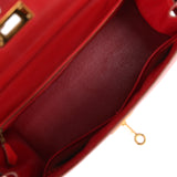 Vintage Hermes Kelly 28 Sellier Rouge Vif Tadelakt Gold Hardware - Thumbnail View 8