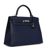 Pre-owned Hermes Kelly Sellier 32 Bleu Saphir Epsom Palladium Hardware - Thumbnail View 2