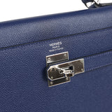 Pre-owned Hermes Kelly Sellier 32 Bleu Saphir Epsom Palladium Hardware - Thumbnail View 6