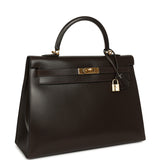 Vintage Hermes Kelly Sellier 35 Chocolat Box Calfskin Gold Hardware - Thumbnail View 2