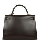 Vintage Hermes Kelly Sellier 35 Chocolat Box Calfskin Gold Hardware - Thumbnail View 4