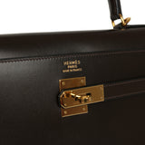 Vintage Hermes Kelly Sellier 35 Chocolat Box Calfskin Gold Hardware - Thumbnail View 7