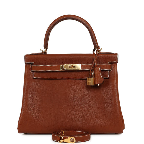 Hermes Kelly Retourne 28 Fauve Barenia Faubourg Gold Hardware