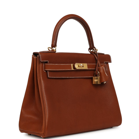 Hermes Kelly Retourne 28 Fauve Barenia Faubourg Gold Hardware