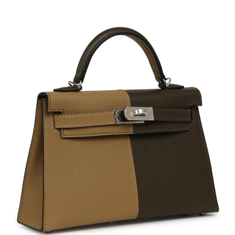 Hermes Casaque Kelly Sellier 20 Dune, Vert Loden Epsom Palladium Hardware