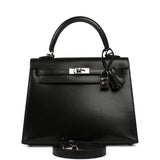 Pre-owned Hermes Kelly Sellier 25 Black Box Palladium Hardware - Thumbnail View 1