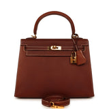 Pre-owned Hermes Kelly Sellier 25 Fauve Barenia Gold Hardware - Thumbnail View 1