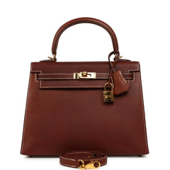 Pre-owned Hermes Kelly Sellier 25 Fauve Barenia Gold Hardware