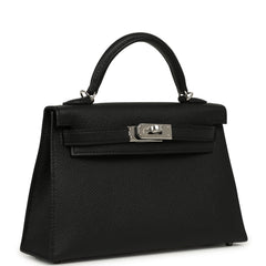 Hermes Kelly Sellier 20 Black Epsom Palladium Hardware