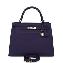 Hermes Kelly Sellier 28 Purple Epsom Palladium Hardware