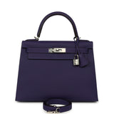 Hermes Kelly Sellier 28 Purple Epsom Palladium Hardware - Thumbnail View 1
