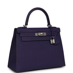 Hermes Kelly Sellier 28 Purple Epsom Palladium Hardware